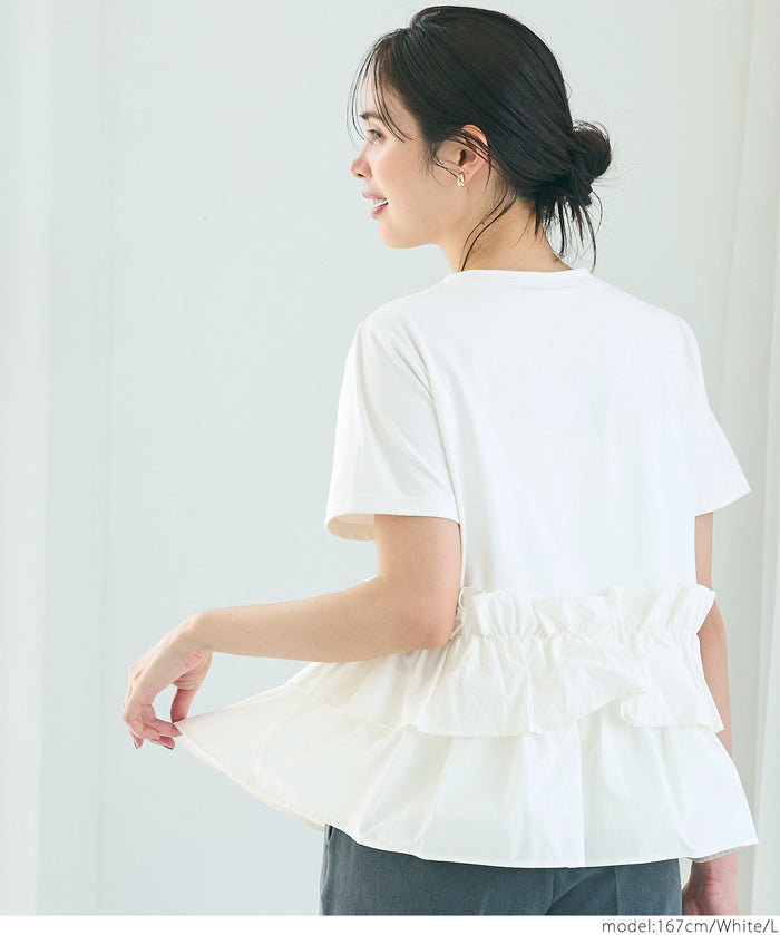 Silky touch ruffled short-sleeved babydoll top