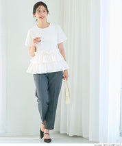 Silky touch ruffled short-sleeved babydoll top