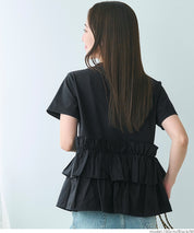 Silky touch ruffled short-sleeved babydoll top