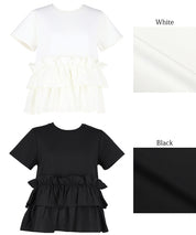 Silky touch ruffled short-sleeved babydoll top