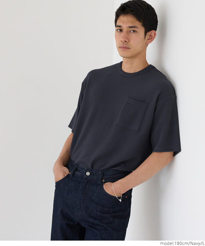 【Embossed function】Men's chest pocket short-sleeved top