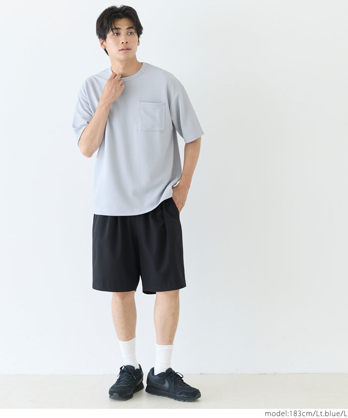 【Embossed function】Men's chest pocket short-sleeved top