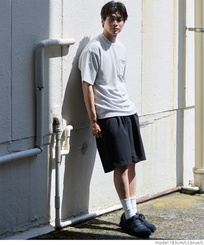 【Embossed function】Men's chest pocket short-sleeved top