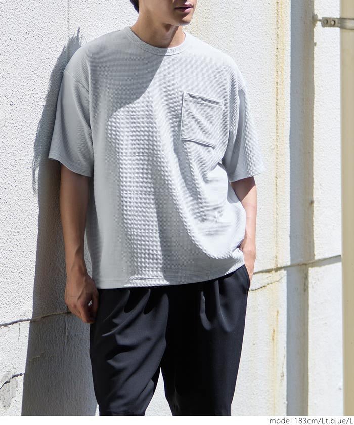 【Embossed function】Men's chest pocket short-sleeved top