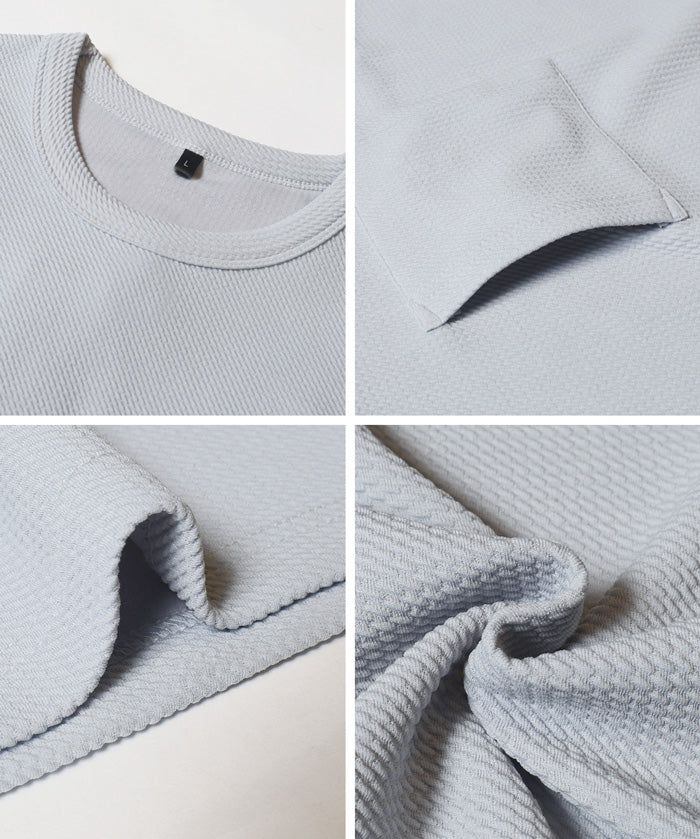 【Embossed function】Men's chest pocket short-sleeved top