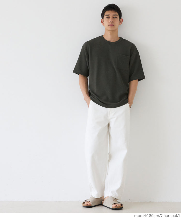 【Embossed function】Men's chest pocket short-sleeved top