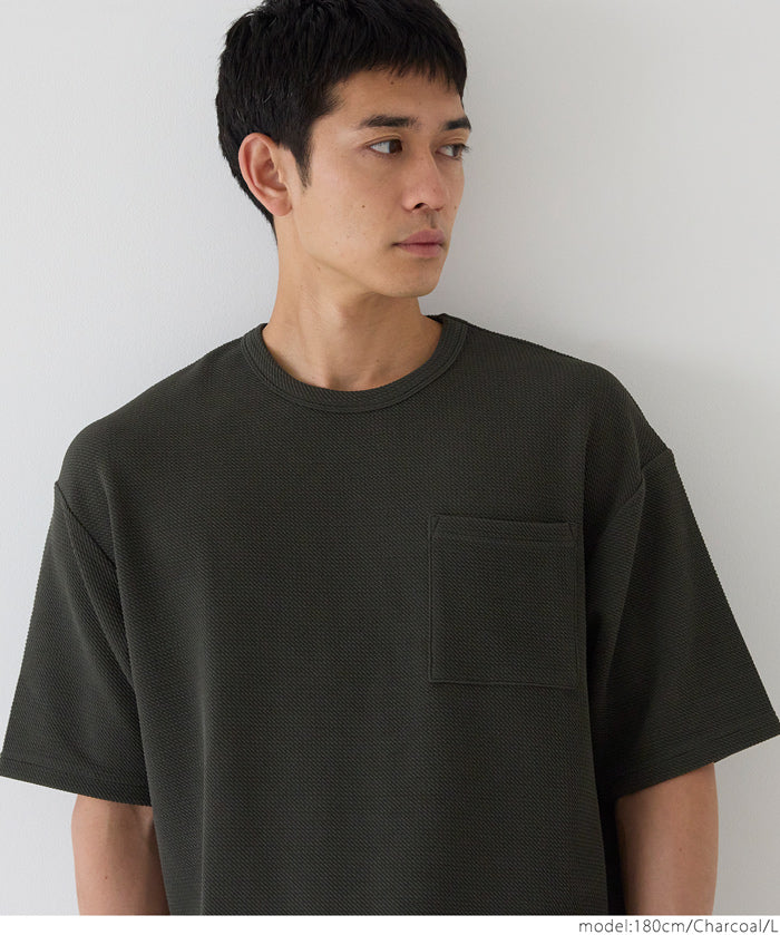 【Embossed function】Men's chest pocket short-sleeved top