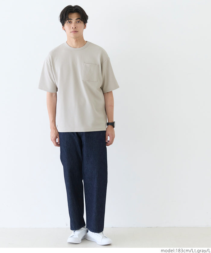 【Embossed function】Men's chest pocket short-sleeved top