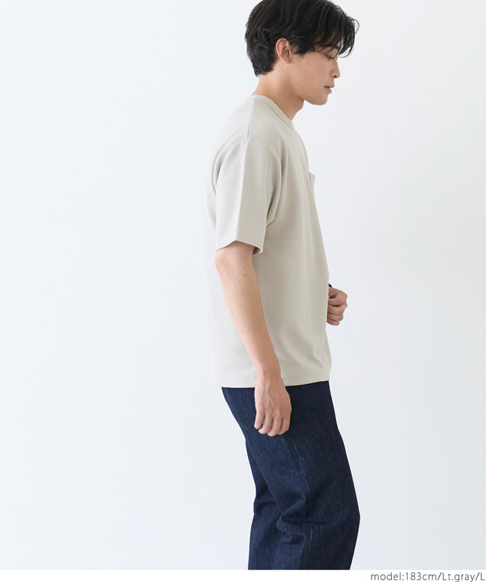 【Embossed function】Men's chest pocket short-sleeved top