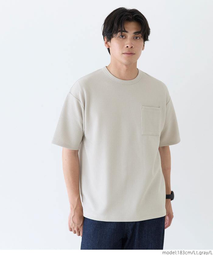 【Embossed function】Men's chest pocket short-sleeved top
