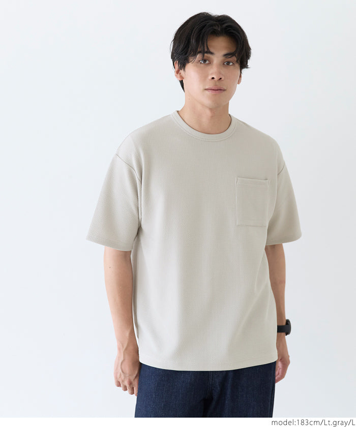 【Embossed function】Men's chest pocket short-sleeved top
