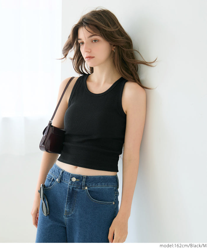 OUT BRA short hooded ribbed vest