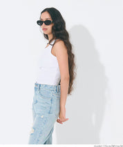 OUT BRA short hooded ribbed vest