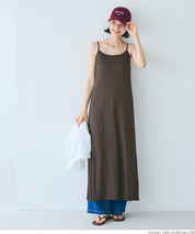 OUT BRA Silky fabric hooded spaghetti-strap dress