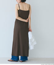 OUT BRA Silky fabric hooded spaghetti-strap dress