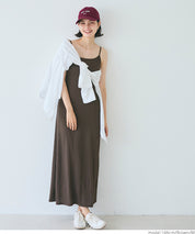 OUT BRA Silky fabric hooded spaghetti-strap dress