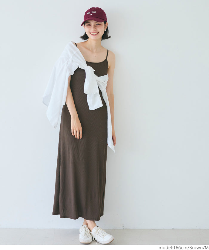 OUT BRA Silky fabric hooded spaghetti-strap dress