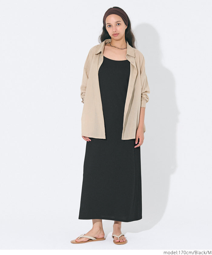 OUT BRA Silky fabric hooded spaghetti-strap dress