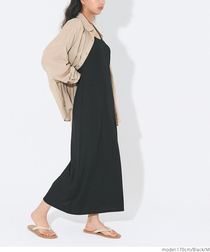 OUT BRA Silky fabric hooded spaghetti-strap dress