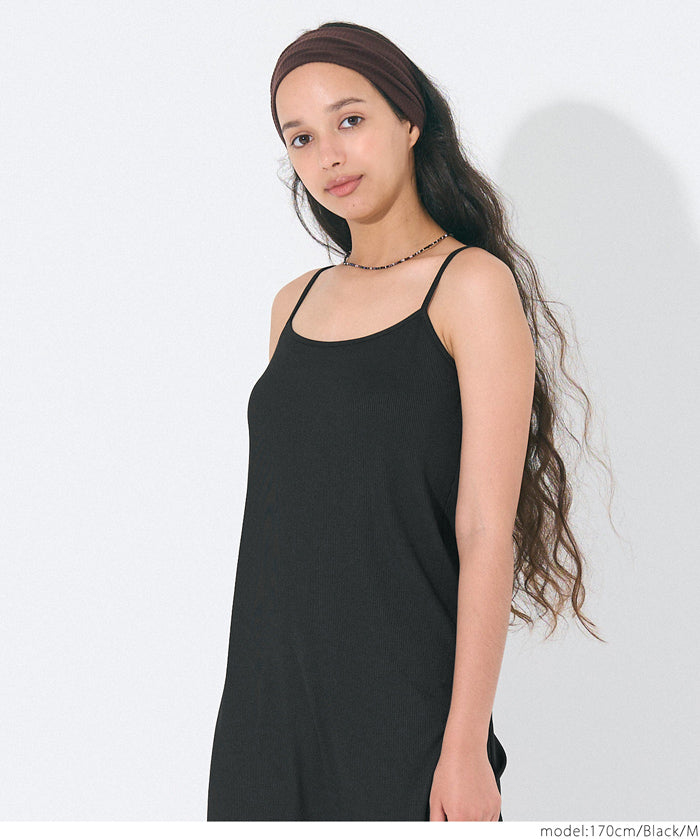 OUT BRA Silky fabric hooded spaghetti-strap dress