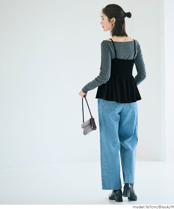 日系優雅荷花下擺絲絨吊帶背心