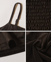 日系優雅荷花下擺絲絨吊帶背心