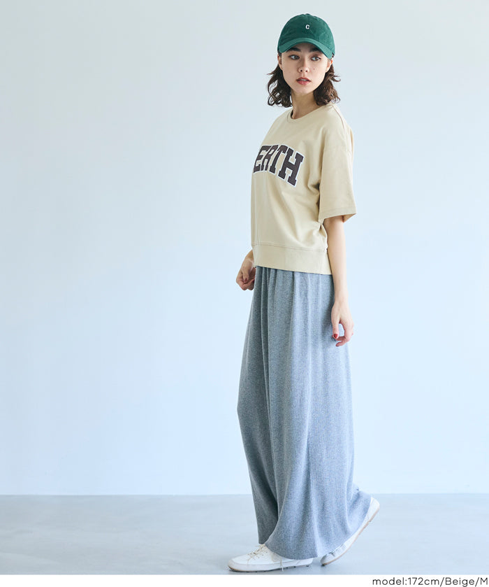 Short-sleeved sweatshirt with English logo