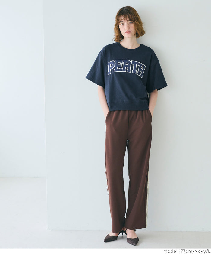 Short-sleeved sweatshirt with English logo