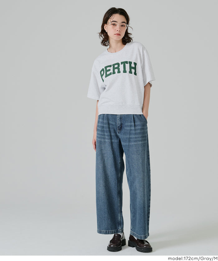 Short-sleeved sweatshirt with English logo