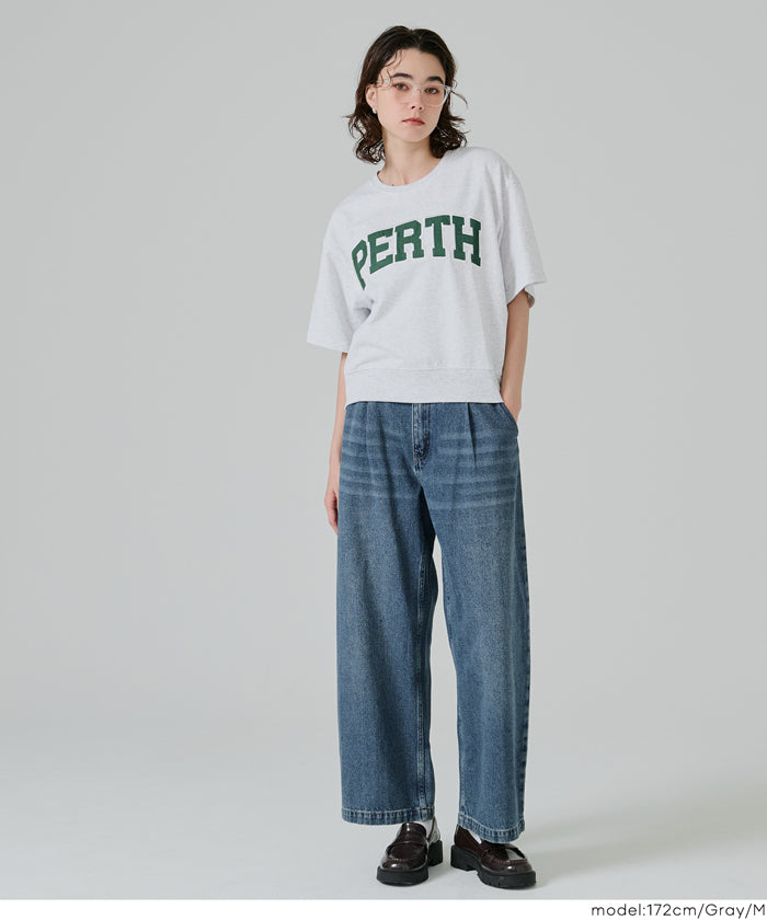 Short-sleeved sweatshirt with English logo