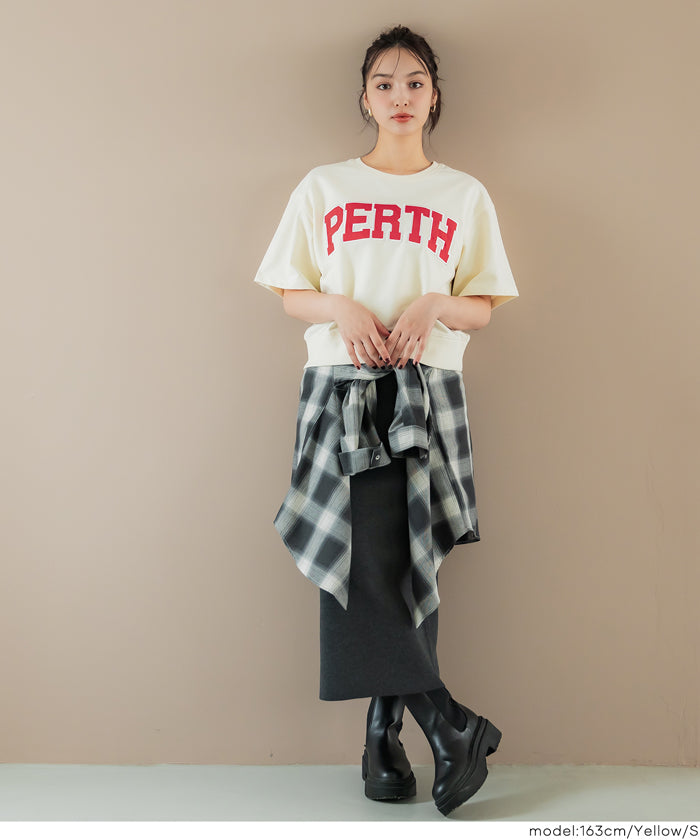 Short-sleeved sweatshirt with English logo