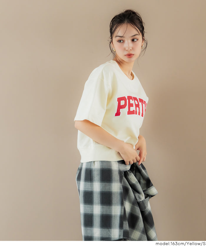 Short-sleeved sweatshirt with English logo