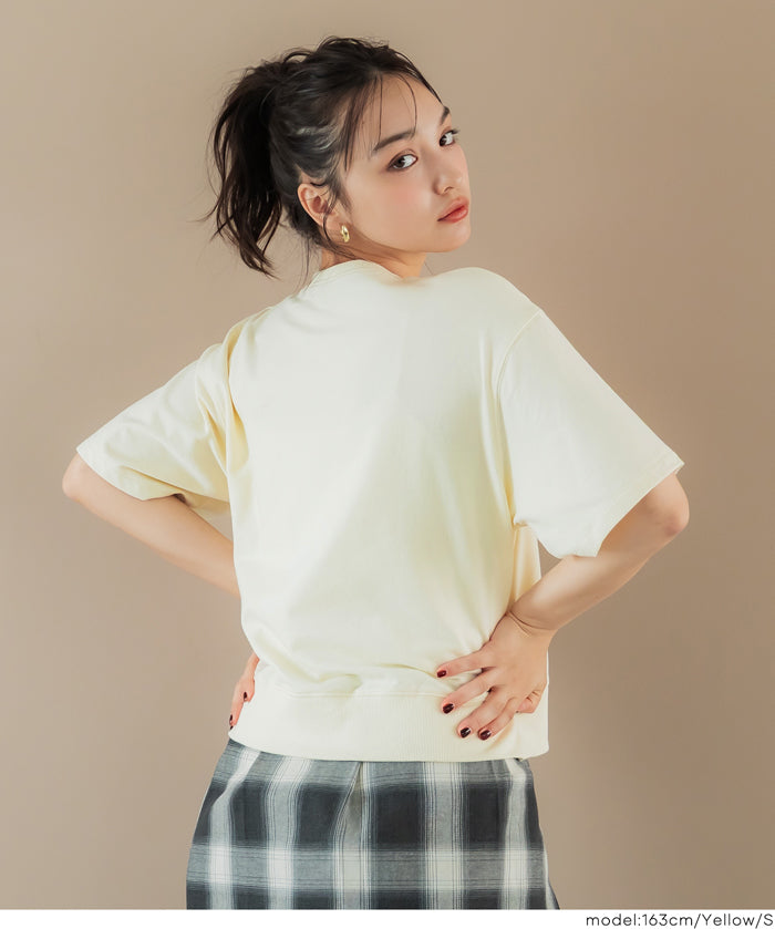 Short-sleeved sweatshirt with English logo