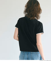 Layered cropped fitted crew neck T-shirt