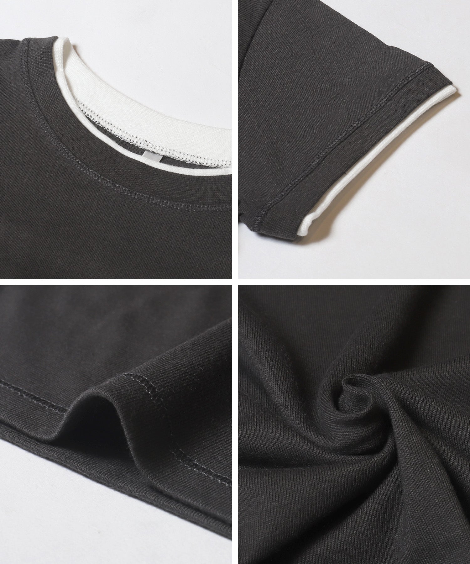 Layered cropped fitted crew neck T-shirt