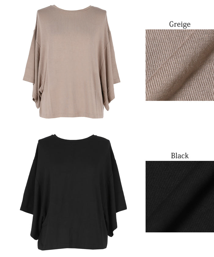 Loose-fitting top with draped sleeves