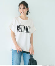 Short-sleeved sweatshirt with English logo and French sleeves