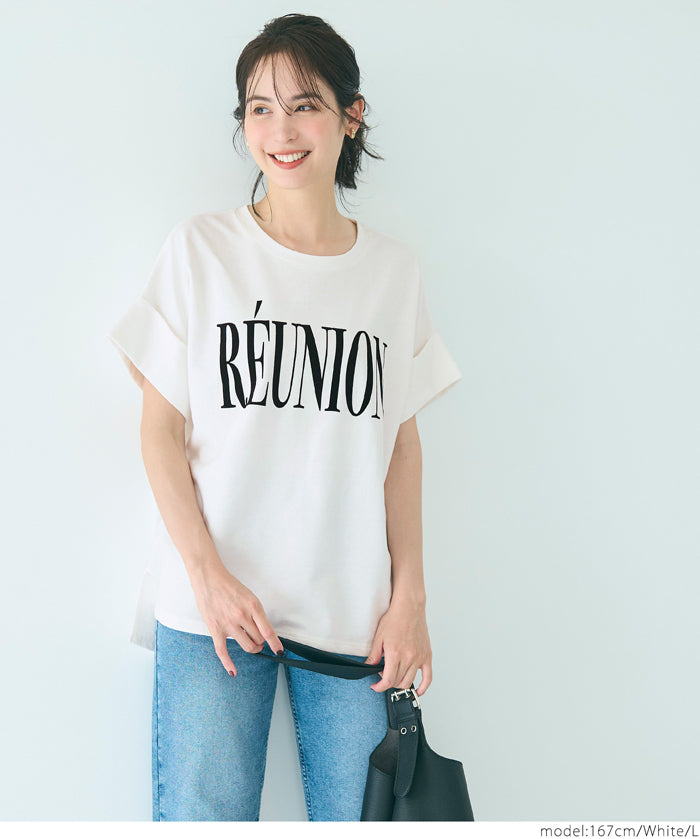 Short-sleeved sweatshirt with English logo and French sleeves