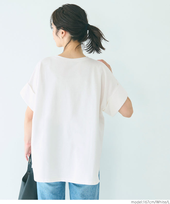 Short-sleeved sweatshirt with English logo and French sleeves