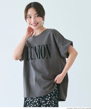 Short-sleeved sweatshirt with English logo and French sleeves