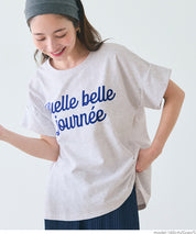 Short-sleeved sweatshirt with English logo and French sleeves