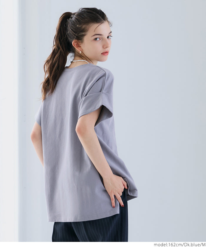 Short-sleeved sweatshirt with English logo and French sleeves