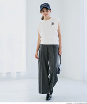 College Style Embroidered Logo Cropped Sleeveless