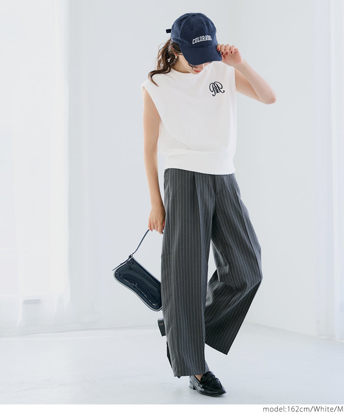 College Style Embroidered Logo Cropped Sleeveless