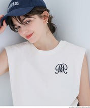 College Style Embroidered Logo Cropped Sleeveless
