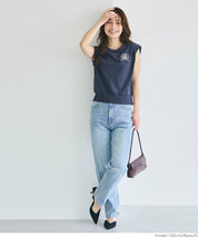 College Style Embroidered Logo Cropped Sleeveless