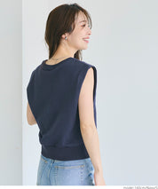 College Style Embroidered Logo Cropped Sleeveless