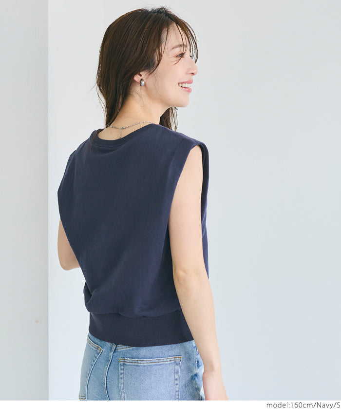 College Style Embroidered Logo Cropped Sleeveless