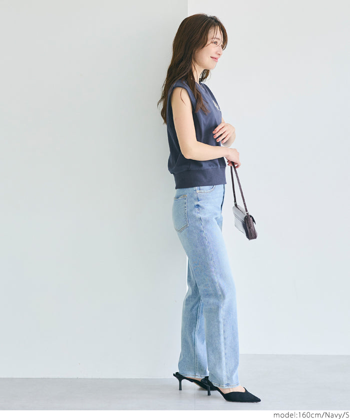 College Style Embroidered Logo Cropped Sleeveless