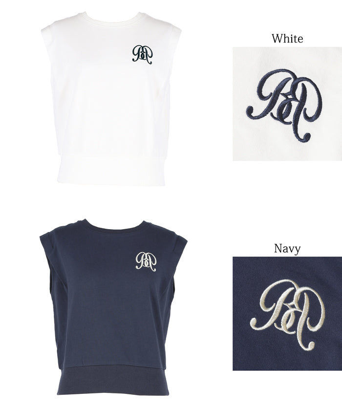 College Style Embroidered Logo Cropped Sleeveless